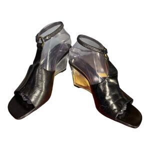 Stefani Collection Black Slingback Heel with Clear Heels 9.5
